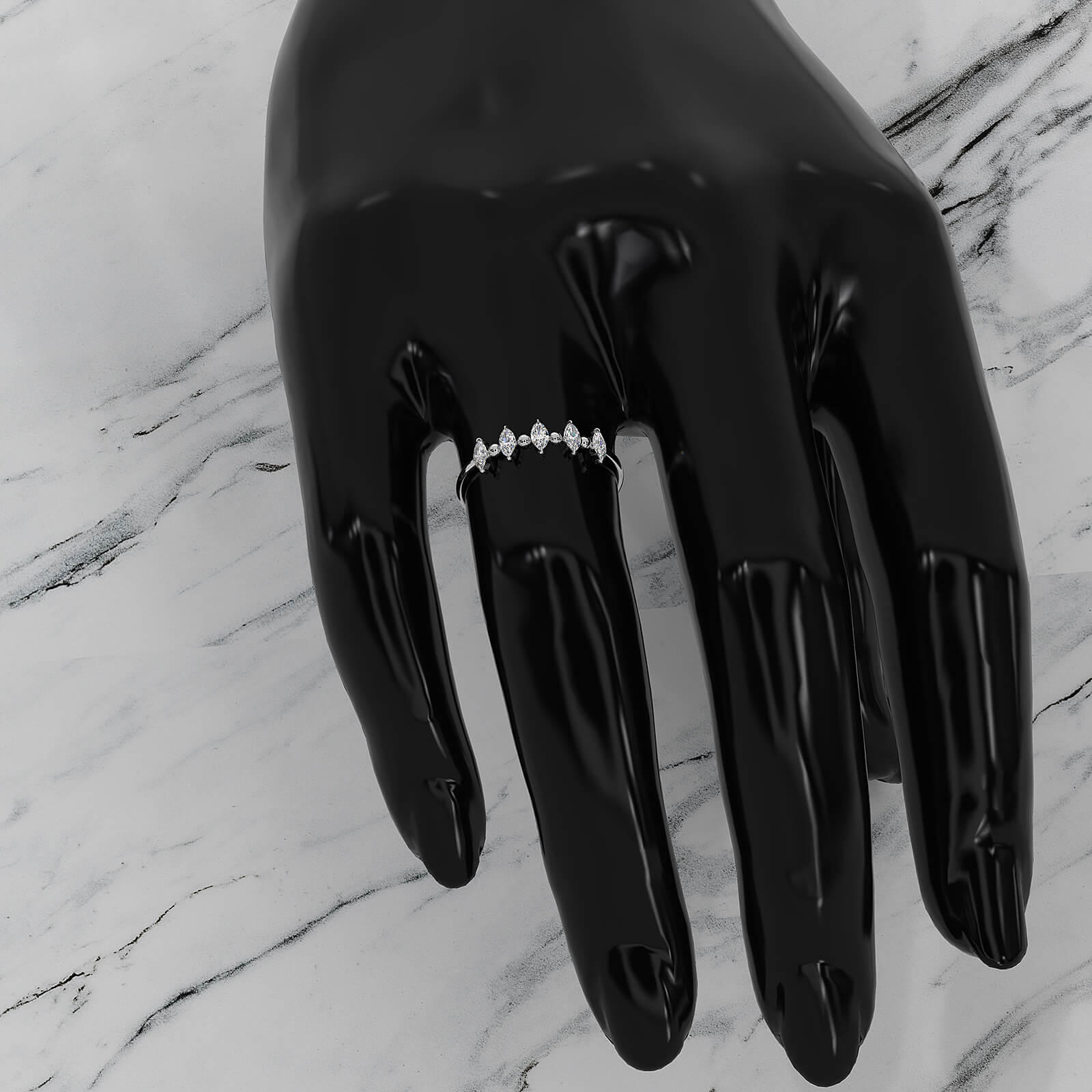 Prong Set Marquise Shape Lab Diamond Designer Ring 0.26ctw.